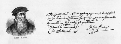 Caligrafia e assinatura de John Knox a partir de uma carta escrita por Dieppe a William Cecil para pedir permissão para visitar a Inglaterra de Unbekannt