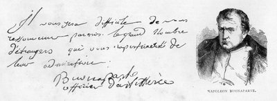 Caligrafia e assinatura de Napoleão I durante o período inicial da sua carreira como oficial de artilharia de Unbekannt