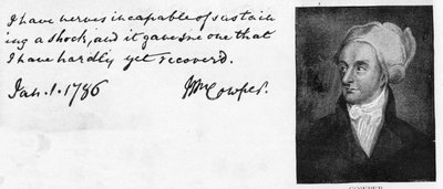 Caligrafia e assinatura de William Cowper de Unbekannt
