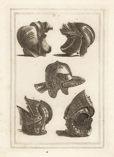 Capacete de John de Courcy, Conde de Ulster 1,2, capacete de Oliver Cromwell 3, capacete basculante 4,5 de Unbekannt