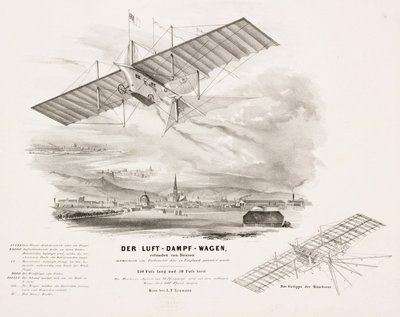 O "Aerial Steam Carriage" de Henson, c 1842 de Unbekannt