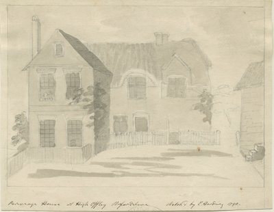 High Offley - Parsonage: desenho a lápis e lavagem, 1790 de Unbekannt