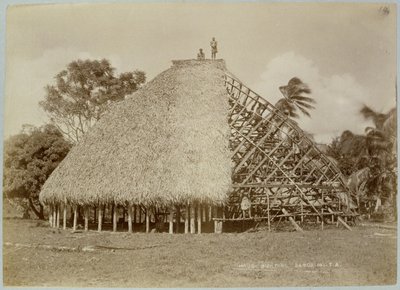 Edifício de Casa em Samoa, c.1875 (foto sépia) de Unbekannt