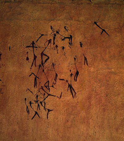 Cena de caça, das Cavernas de Valltorta, Neolítico (pintura de parede) de Unbekannter Künstler