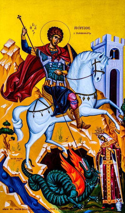 Ícone de São Jorge, Moni Karydi, Creta, Vamos, Creta, Grécia, Europa (foto) de Unbekannter Künstler