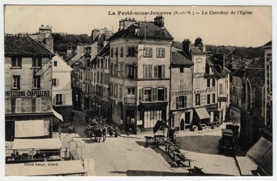 Ile de France, Seine et Marne (77), Ferte-sous-Jouarre (Ferte-sous-Jouarre): a encruzilhada da Igreja - Cartão postal no final do século XIX - início do século XX de Unknown