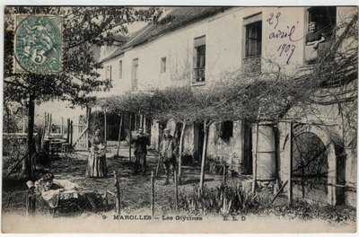 Ile de France, Val de Marne (94), Marolles en Brie (Marolles-en-Brie): Les Glycines - Cartão Postal datado de 1907 de Unknown