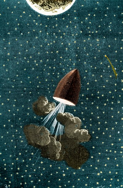 Ilustração do livro de Jules Verne: Around the Moon (Em torno da Lua) de Unbekannt