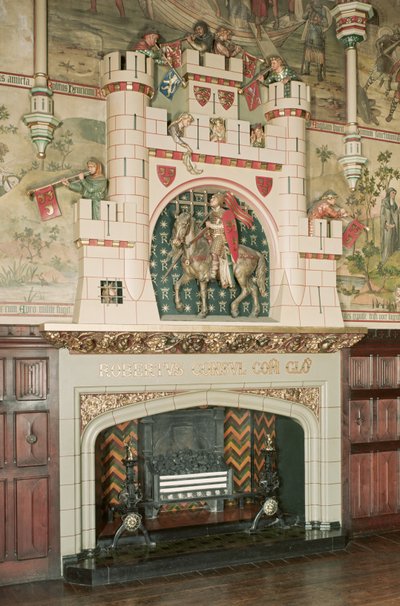 Interior, detalhe de uma lareira, Castelo de Cardiff, País de Gales, c.1875 (foto) de Unbekannt