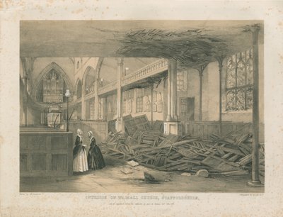 Interior da Igreja de Walsall - litografia colorida, [outubro de 1847] de Unbekannt