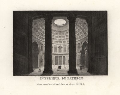 Interior do Panteão mostrando a cúpula e o oculo caixotão, Roma de Unbekannt