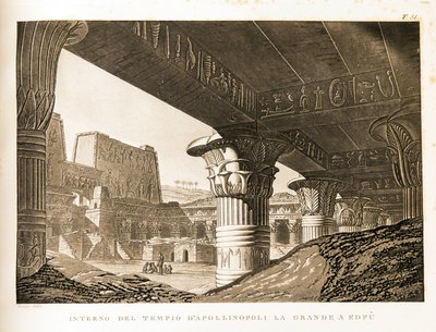 Vista Interna do Templo de Apollinopolis em Edfu, Egipto Ilustração do Atlas do Egipto de Unbekannter Künstler