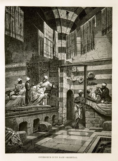 Vista interna de um banho oriental Ilustração do Atlas do Egito de Unknown