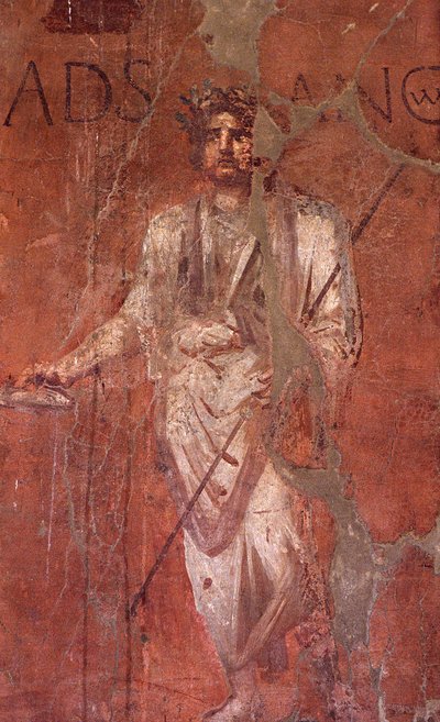 Itália: Sítio Arqueológico de Pompeia no sopé da Vesúvia: Afresco de parede de William M. Timlin