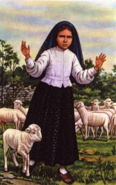 Jacinta, que viu a Virgem Maria em Fátima em 1917, c.1920-1930 (postal) de Unbekannter Künstler
