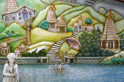 Jalaram Prathna templo hindu, Leicester. Obras de arte que retratam a vida de Jalarambapa. Reino Unido. de Unbekannt