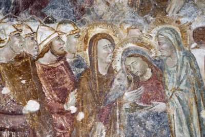 Jesus Cristo encontra mulheres em lágrimas. Pintura (fresco) pela Catedral de Sant