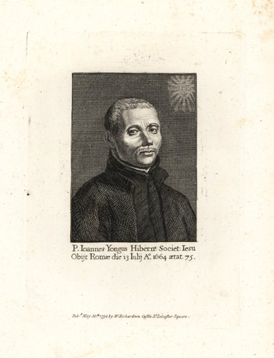 John Yonge, Ioannes Yongus, padre jesuíta irlandês, falecido em 1664, com 75 anos de idade. Gravura em cobre da obra de William Richard, Portraits Illustrating Granger