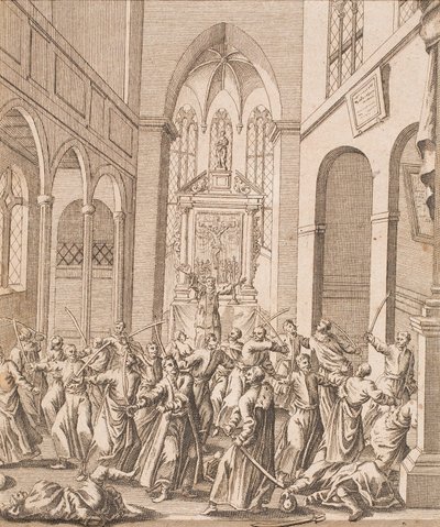 Cena de luta numa igreja de Unbekannter Künstler