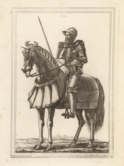 Rei Eduardo III retratado como um cavaleiro armado a cavalo do arsenal da Torre de Londres de Unbekannt