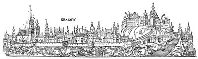 Cracóvia. Vista da cidade no século XVI. Polónia de Unbekannter Künstler