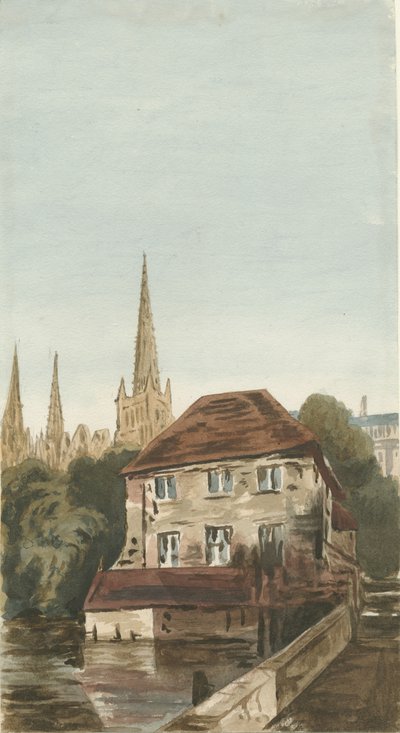 Lichfield - Casa do secretário em The Close: pintura em aquarela, nd [ Século XIX] de Unbekannt