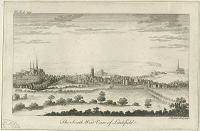 Lichfield - South West View: gravura, nd [c 1764] de Unbekannt