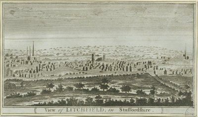 Lichfield - Vista Sudoeste: gravura, nd [c 1780-85] de Unbekannt