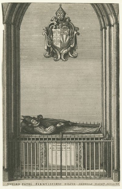 Catedral de Lichfield - Monumento do Bispo Hacket: gravura, séc. de Unbekannt