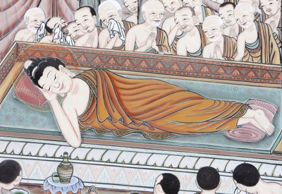 Vida de Buda Após 45 anos ensinando o Darma, Buda passou para Parinirvana, Seul, Coree du Sud de Unbekannt