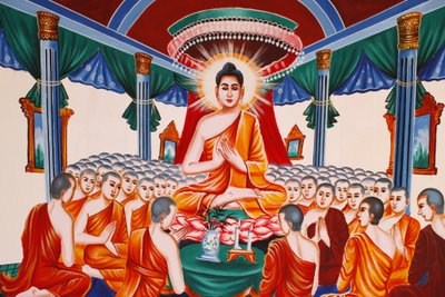 Vida do Buda Instruindo a assembléia arahants, Siem Reap, Camboja de Unbekannt