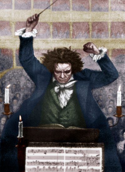 Ludwig van Beethoven conduzindo com bastão - por Katzaroff. compositor alemão de Unbekannt
