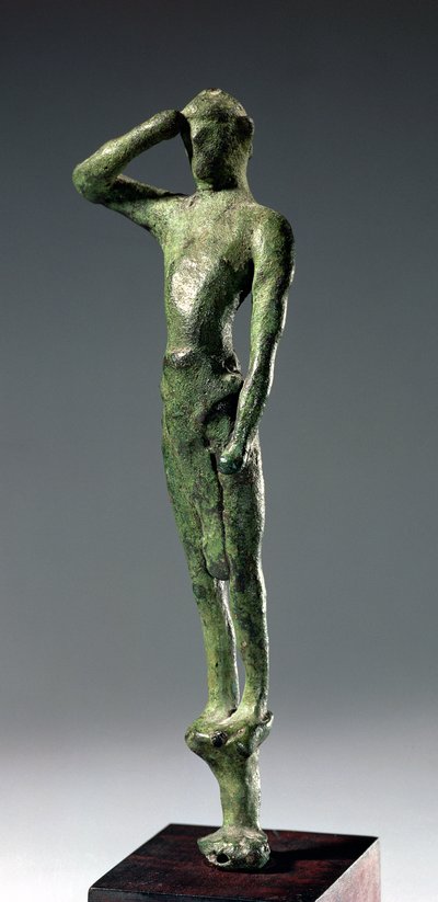 Homem em oração, escultura de bronze grego arcaico alguns na Gruta de Psychso, Creta, período minóico tardio, c.1500 a.C. de Unbekannt