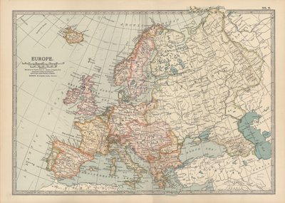 Mapa da Europa, c.1900 (gravura) de Unbekannter Künstler