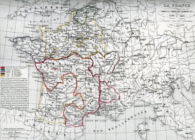 Mapa de França na época do rei Carlos VI de Unbekannter Künstler