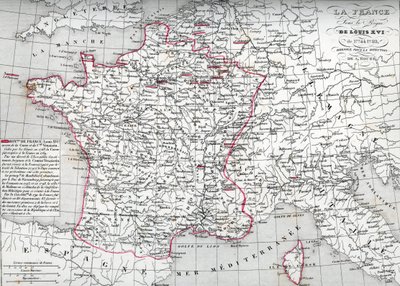 Mapa da França sob o reinado do rei Luís XVI de 1774 a 1793 (Mapa da França na época do rei Luís XVI) Placa do "Atlas Universel" de Houze de Unbekannter Künstler