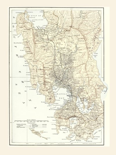 Mapa de Manila, Filipinas e a sede da guerra durante a Guerra Hispano-Americana de 1898. de Unbekannt