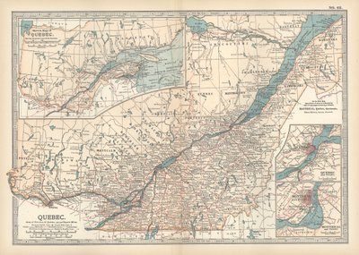 Mapa do Quebeque, Canadá, c.1900 (gravura) de Unbekannter Künstler