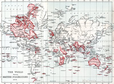 Mapa do mundo mostrando os bens britânicos em 1904. de Unbekannt