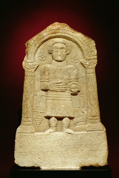 Estela funerária de mármore, com inscrição grega, romana, século 3 a.C. de Unbekannt