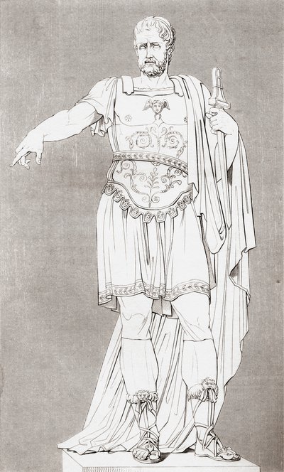 Marcus Furius Camillus (c. 446 365 a.C.), soldado e estadista romano, da The Historic Gallery of Portraits and Paintings, publicado em 1808. de Unbekannt