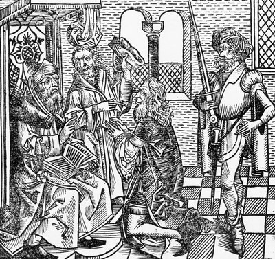 Mohammed na corte, lenhador alemão, de Nuremberg Chronicle (Liber Chronicarum) por Hartmann Schedel de William M. Timlin