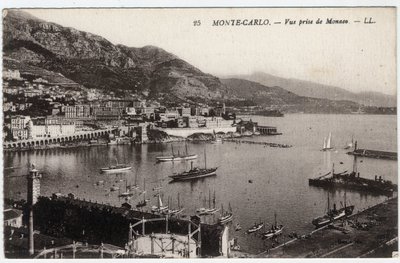 Monte Carlo (Monte-Carlo): Vista da cidade tirada do Mónaco - Cartão postal do final do século XIX ao século XX de William M. Timlin