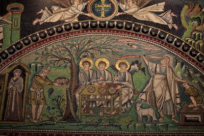 Mosaico do Antigo Testamento "Sacrifício de Isaac". Basílica de San Vitale. Século VI, Ravena, Itália. UNESCO de Unbekannt