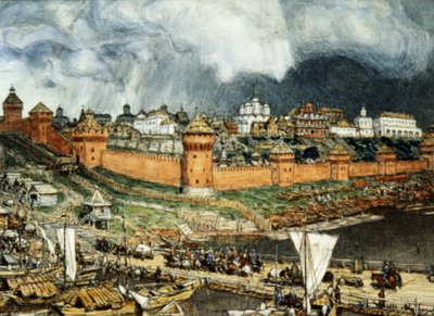 Moscovo Kremlin Durante o reinado de Ivan Lli (Ivan o Grande) no século XVI por Apolinary Vasnetsov (1921). de Unbekannter Künstler
