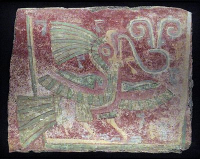 Fragmento mural de um quetzal com virgula de canto, período clássico antigo, 200–600 dC de Unbekannt