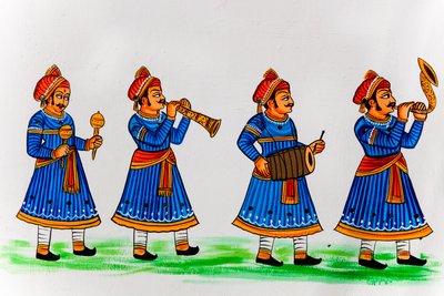 Pintura mural na cidade velha, Udaipur, Udaipur, Rajasthan, Índia, Ásia (foto) de Unbekannter Künstler