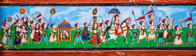 Pintura mural na cidade velha de Bundi, Bundi, Rajasthan, Índia, Ásia (foto) de Unbekannter Künstler