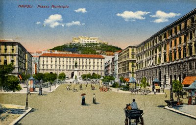 Nápoles Piazza Municipio, início do século XX (cartão postal) de Unbekannter Künstler