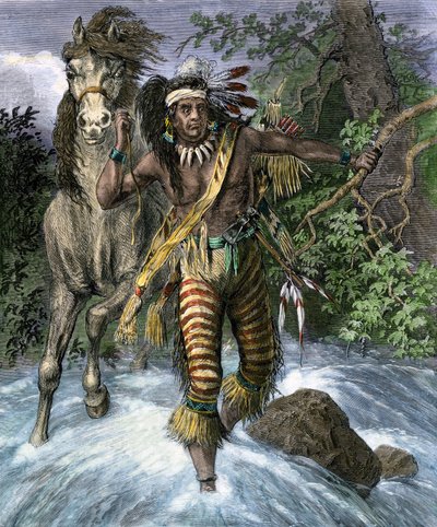 População nativa da América: Índios. Touro Sentado ou nome indígena Thathanka Iyothanka ou Tatanka Yotanka ou Tatanka Iyotake ("Touro Sentado" ou "Touro do Repouso" de Unbekannter Künstler